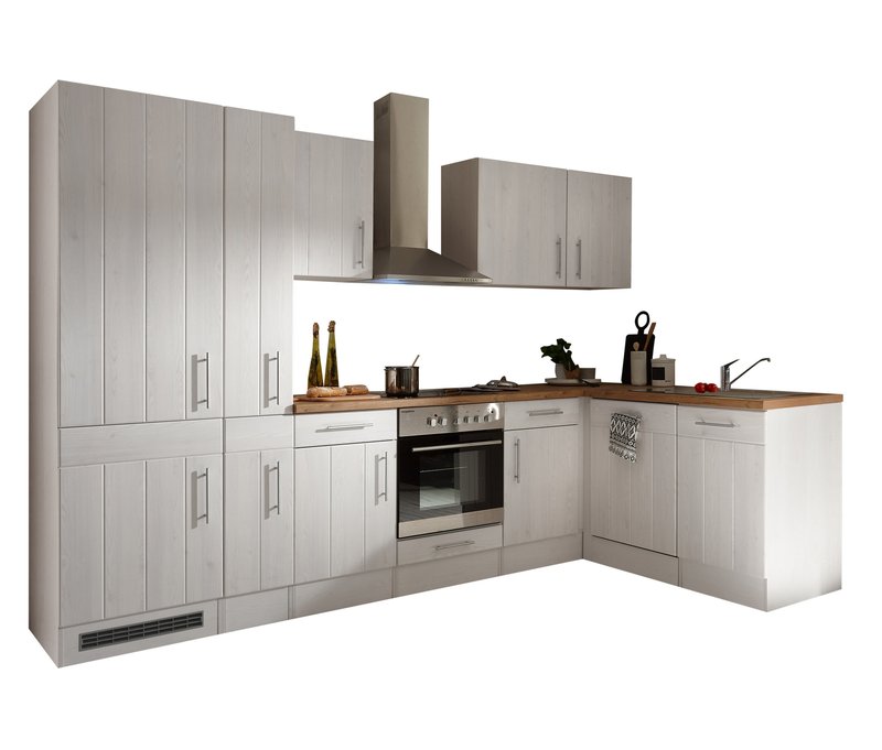 respekta-Premium-L-Küchenblock »Landhaus« - 310x172x211cm - silber - Metall / Edelstahl