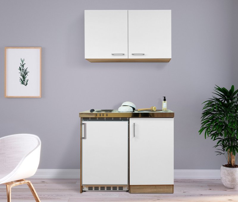 Respekta Miniküche mit Oberschränken - 100x60x200cm - braun - Kunststoff