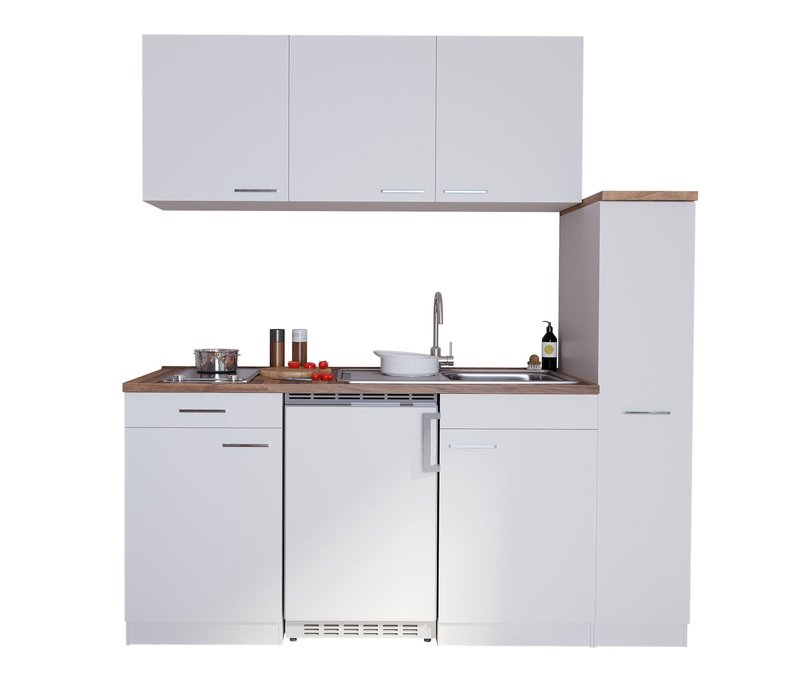 Respekta Economy Küchenblock - 180x60x200cm - weiß - Kunststoff / Edelstahl