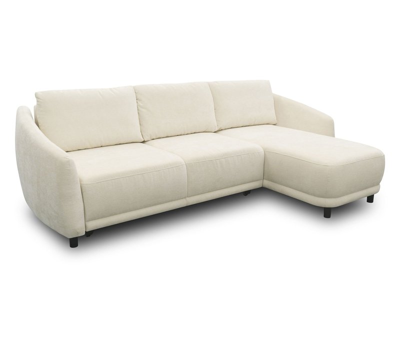 Domo Eck-Schlafsofa »Visby« - 249x158x87cm - creme - Polyester / Holz / Eichenholz