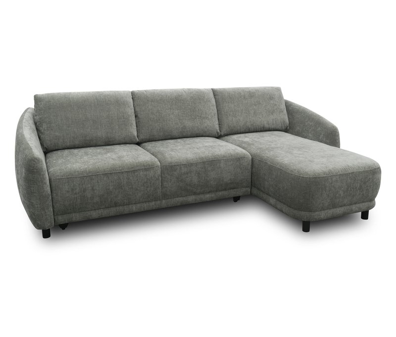 Domo Eck-Schlafsofa »Visby« - 249x158x87cm - grau - Polyester / Holz / Eichenholz