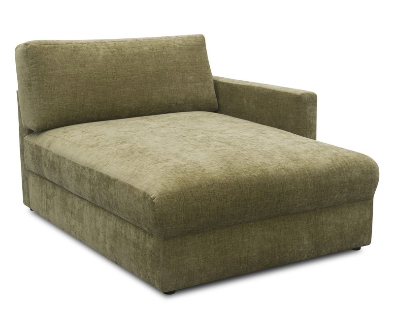 Domo Longchair »Sonderburg« rechts - 115x150x86cm - olivgrün - Polyester / Holz / Eichenholz