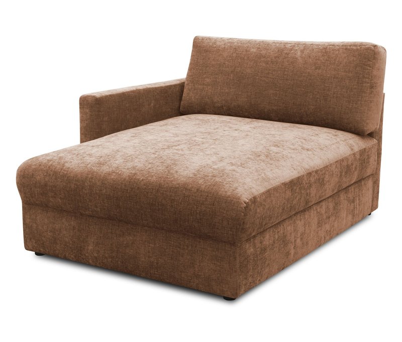 Domo Longchair »Sonderburg« links - 115x150x86cm - hellbraun - Polyester / Holz / Eichenholz