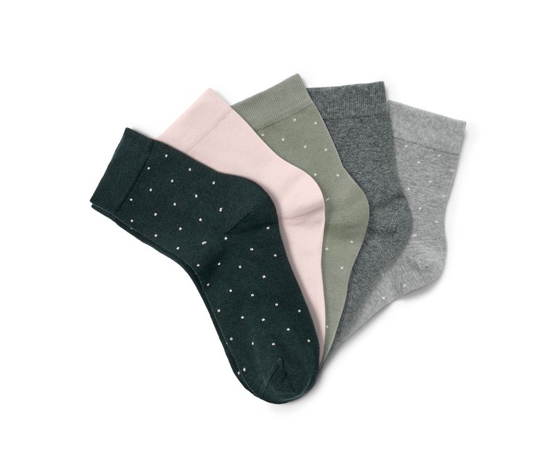 Tchibo - 5 Paar Socken - Damen - Gr. 35-38 - dunkelgrau/gepunktet