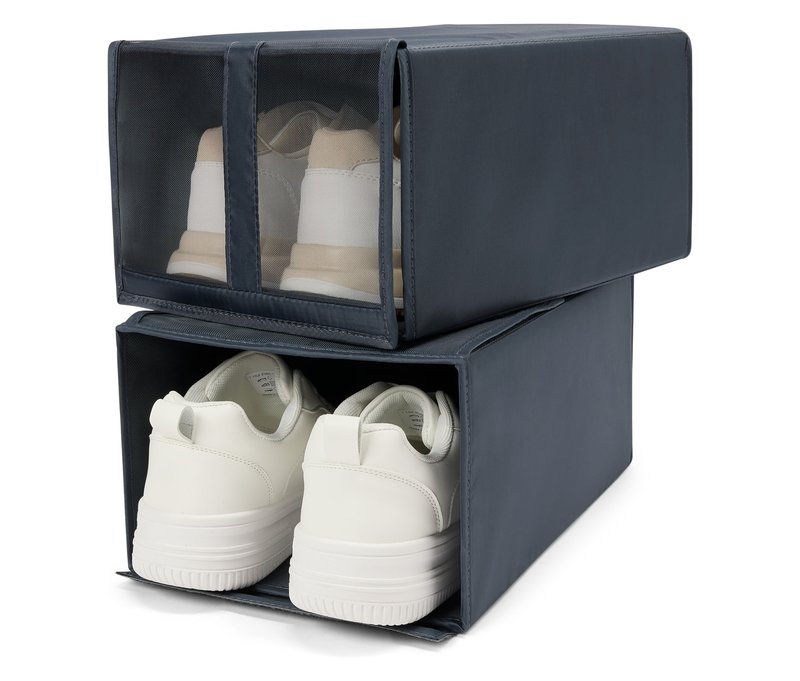 Tchibo - 2 faltbare Schuhboxen - anthrazit