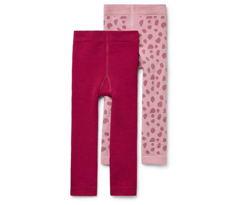 Tchibo - 2 Kinder-Frottee-Thermoleggings - Mädchen - Gr. 122/128 - dunkelrosa/jacquard