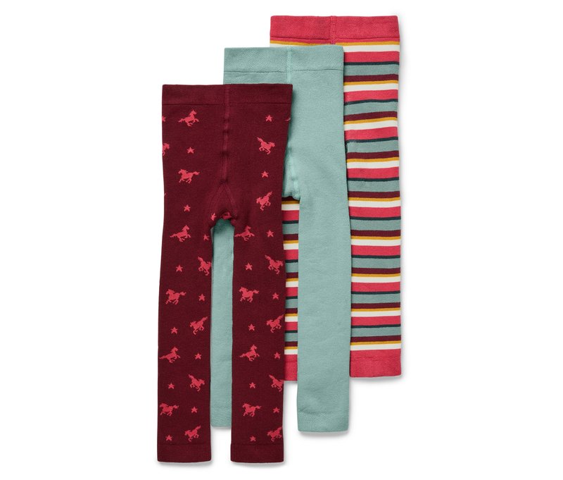 Tchibo - 3 Kinder-Frottee-Thermoleggings - Gr. 134/140 - weinrot