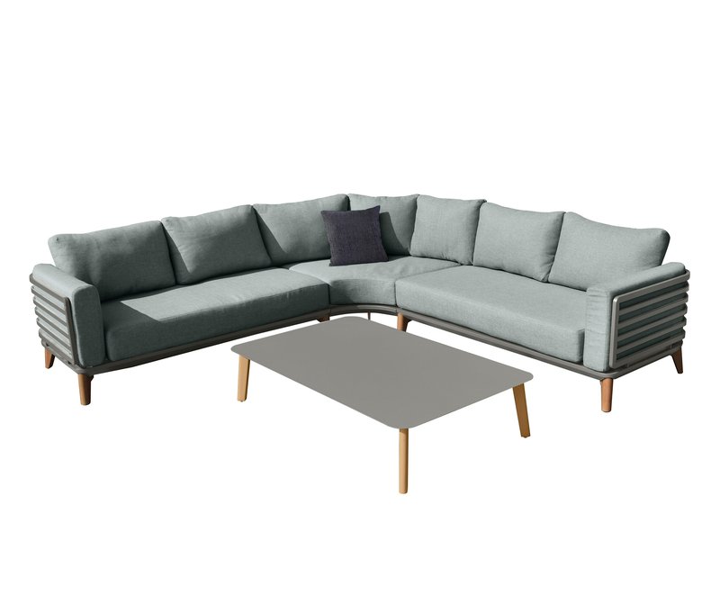 Leco Lounge-Ecke inkl. Tisch »Moss« - 284x284x62cm - anthrazit - Aluminium / Polyester / Schaumstoff