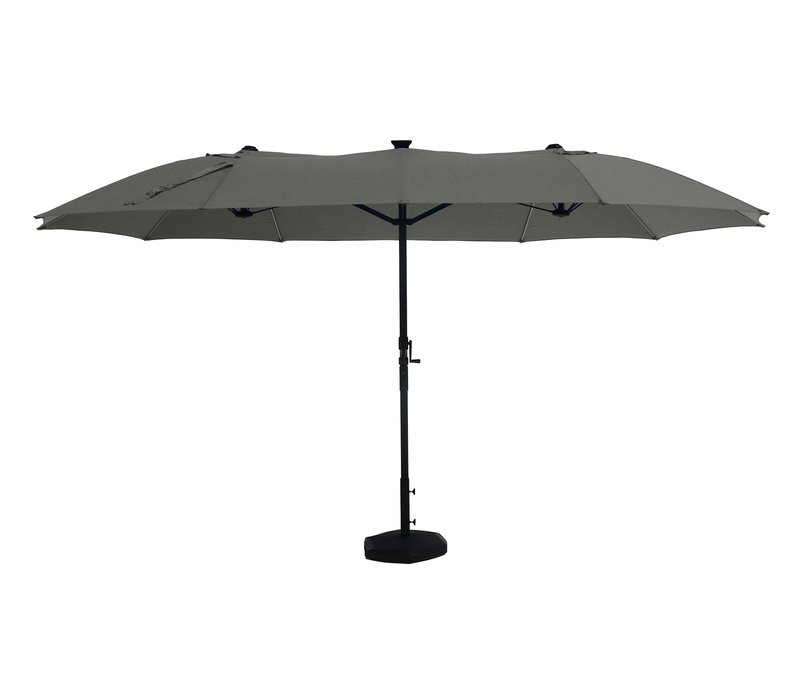 Leco Doppel-Sonnenschirm* mit LED-Beleuchtung - 145x16x45cm - anthrazit - Aluminium / Fiberglas / Polyester