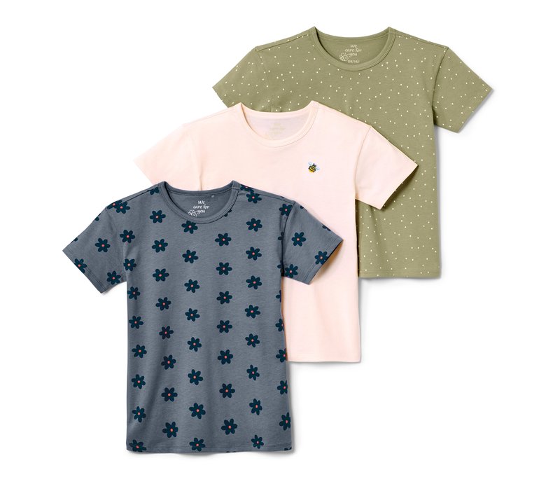 Tchibo - 3 Kinder-T-Shirts - Mädchen - Gr. 122/128 - dunkelblau