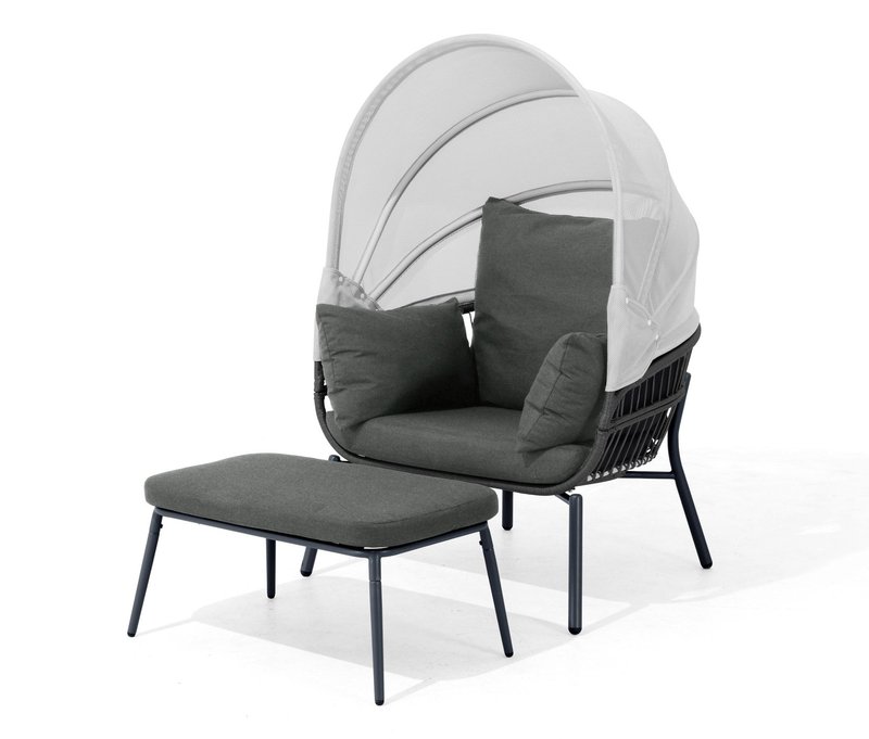 Leco Sessel mit Fußhocker - 102x93x152cm - anthrazit - Stahl / Kunststoff / Polyethylen