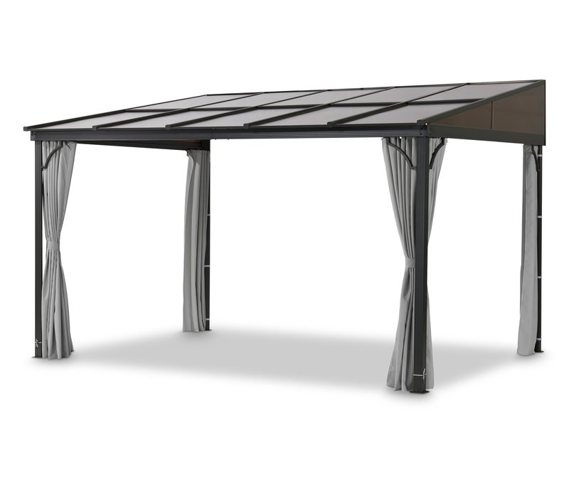 Leco Terrassenüberdachung - 400x300x214cm - anthrazit - Aluminium / Polyester / Polycarbonat