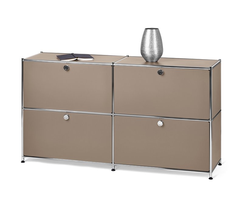 Tchibo - Sideboard Metall »Cn3« mit 4 Klappenfächern - 152x40x82,5cm - taupe - Stahl / Aluminium / Kunststoff