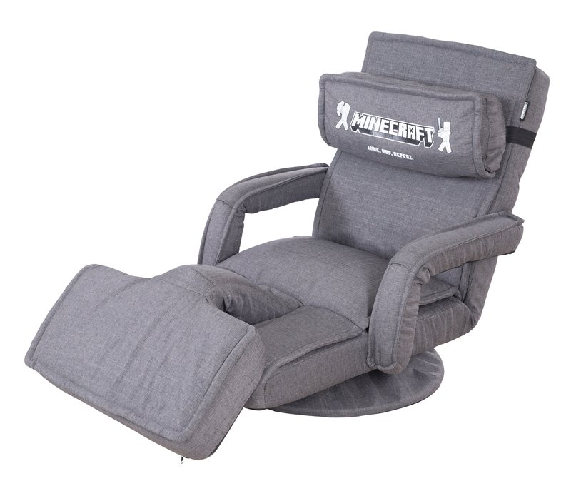 roba Minecraft Loungesessel mit Beinen und Armlehne - 62x60x80cm - grau - Holz / Polyester / Schaumstoff