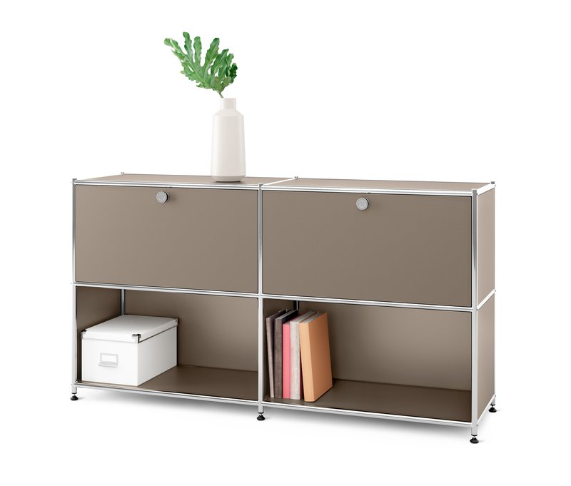 Tchibo - Sideboard Metall »Cn3« mit 2 versetzbaren Klappenfächern - 152x40x82,5cm - taupe - Stahl / Aluminium / Kunststoff