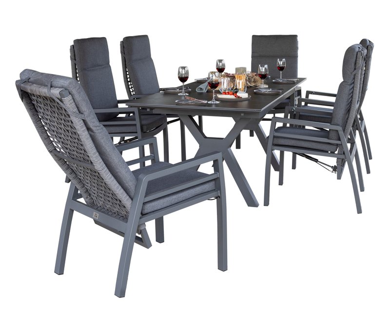 deVries Dining-Set - 60x62x110cm - anthrazit - Aluminium / Polyester / Polyurethan