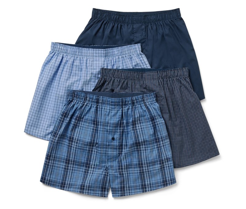 Tchibo - 4 Web-Boxershorts - Herren - Gr. M/5 - dunkelblau/kariert