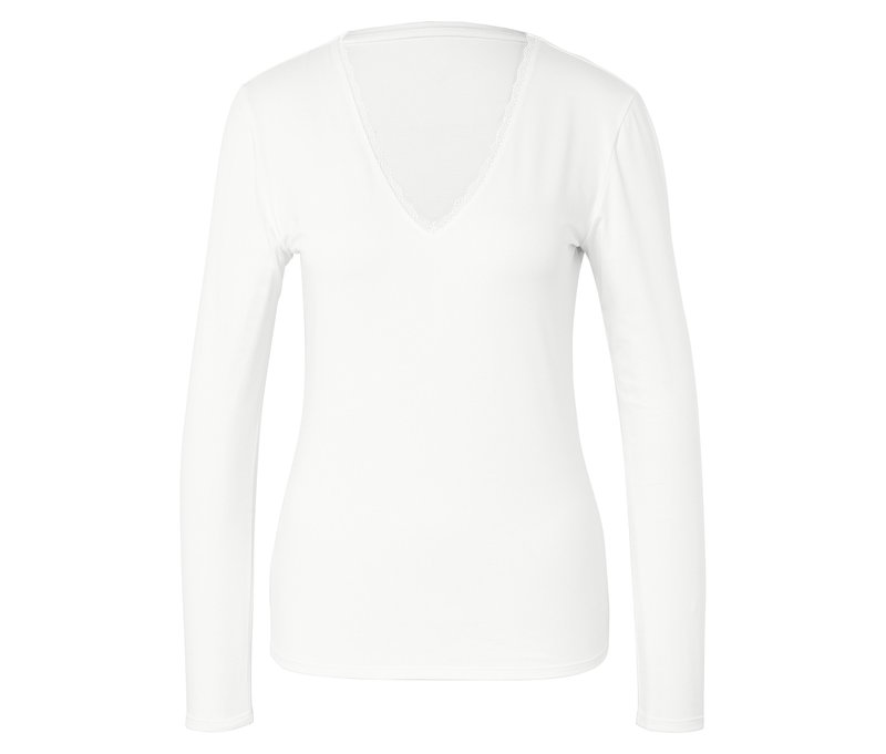 Tchibo - Langarm-Unterhemd - Damen - Gr. S - weiß