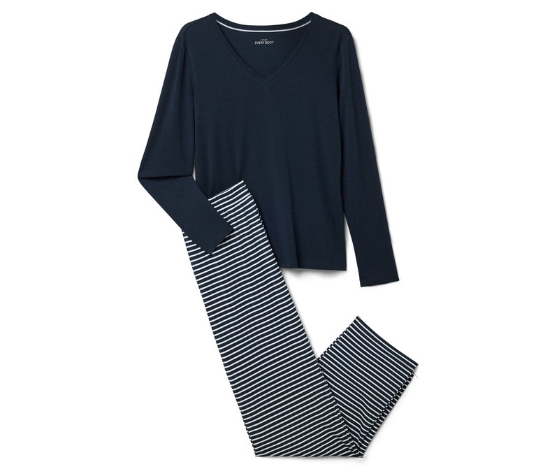 Tchibo - Pyjama - Damen - Gr. M - dunkelblau/gestreift