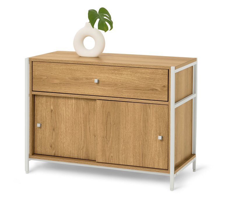 Tchibo - Kommode »Grade« mit Schublade und Schiebetüren - 80,3x40x60cm - silber - Holz / Stahl