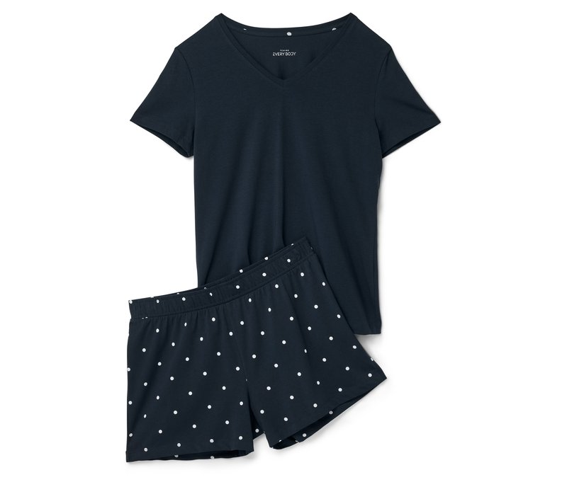 Tchibo - Shorty-Pyjama Punkte - Damen - Gr. L - weiß/gepunktet