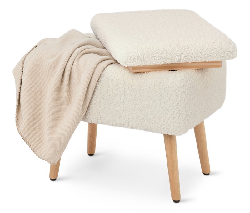 Tchibo - Hocker mit Stauraum - 53x38x46cm - braun - Holz / Polyester / Buchenholz