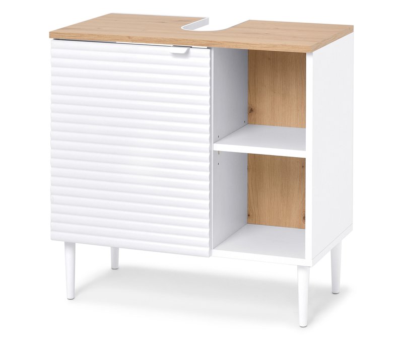 Tchibo - Waschbeckenunterschrank »Sonari« mit Tür - 65,2x37,1x68,6cm - braun - Holz / Aluminium / Buchenholz