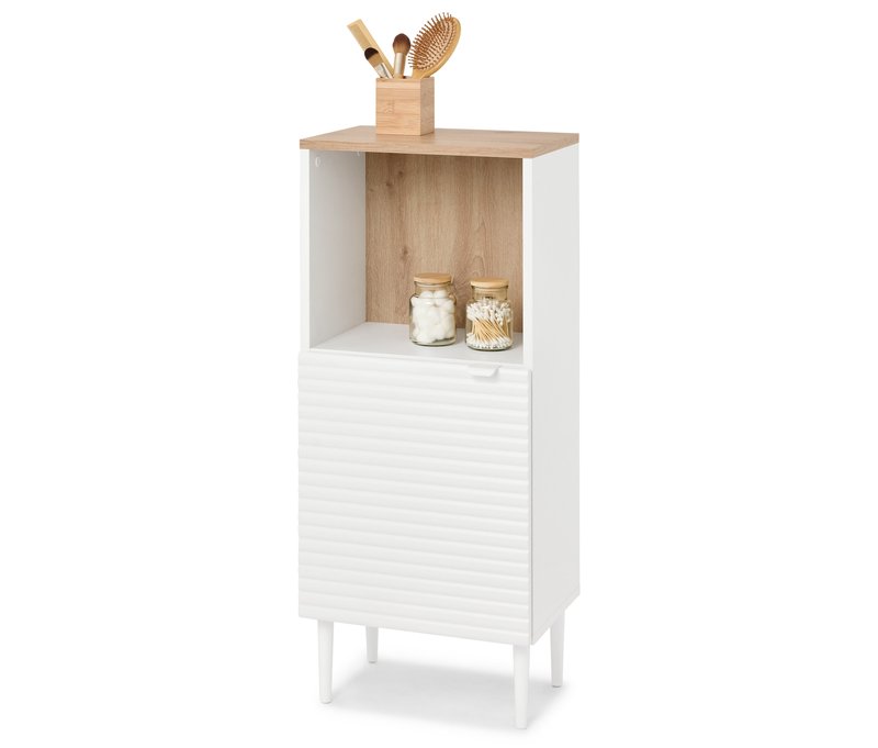 Tchibo - Badschrank »Sonari« mit Tür - 40x28,1x92,2cm - braun - Holz / Aluminium / Buchenholz