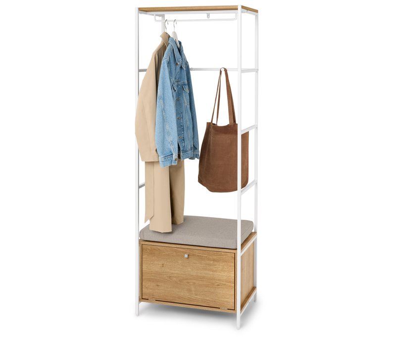 Tchibo - Garderobe »Grade« mit Sitzbank und Polster - 60,2x45x178cm - silber - Holz / Polyester / Stahl