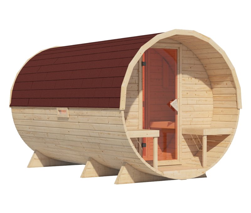 Karibu Fasssauna »Nadi 3« - dunkelrot