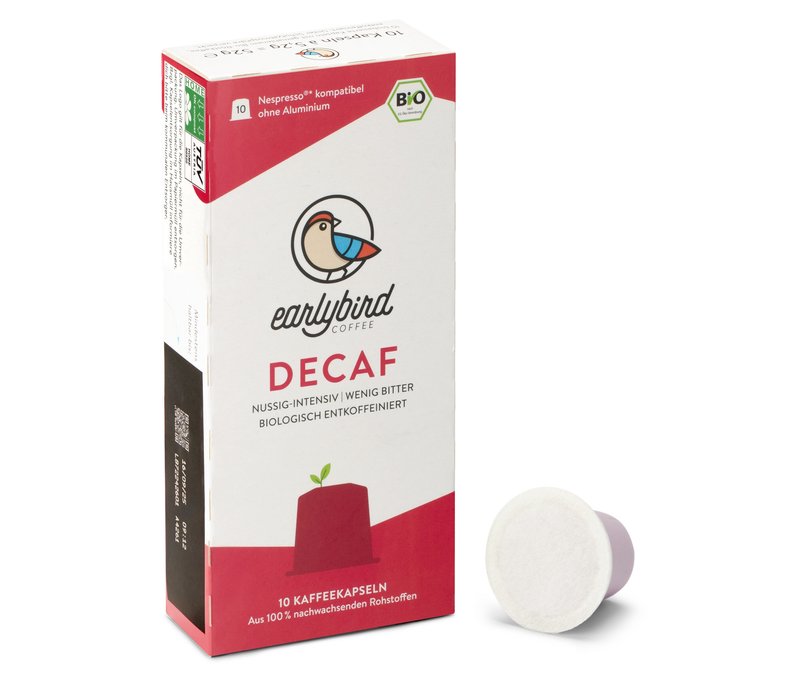 Tchibo - earlybird - Bio Decaf, entkoffeiniert - 10 Kapseln - Intensität: 3/6