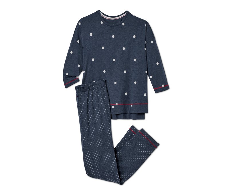 Tchibo - Pyjama - Damen - Gr. S - dunkelblau/gepunktet