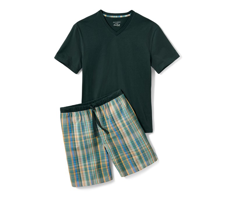 Tchibo - Shorty-Pyjama - Herren - Gr. L - hellblau/kariert