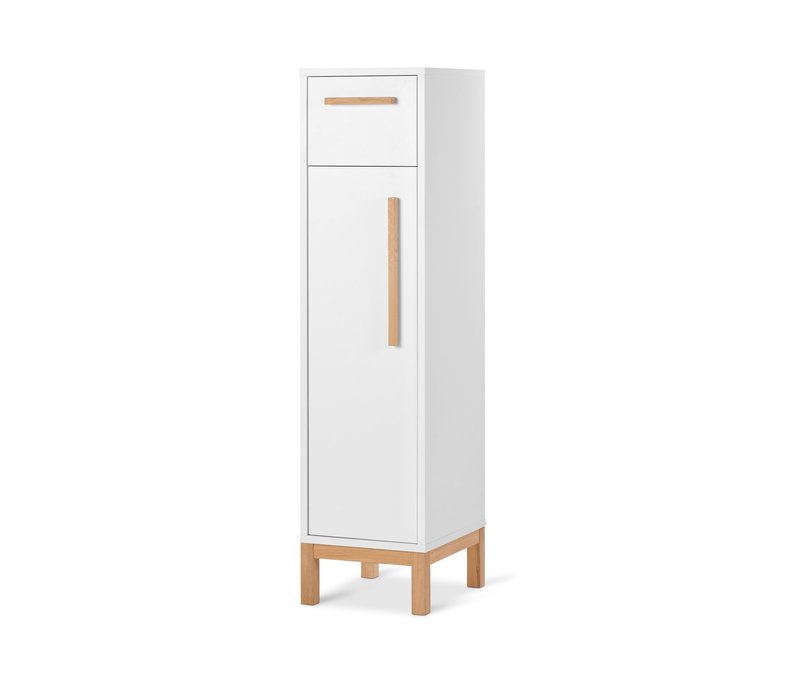 Tchibo - Bad-Beistellschrank »Eklund« mit Schublade und Tür - 29x35x115cm - braun - Holz / Eichenholz