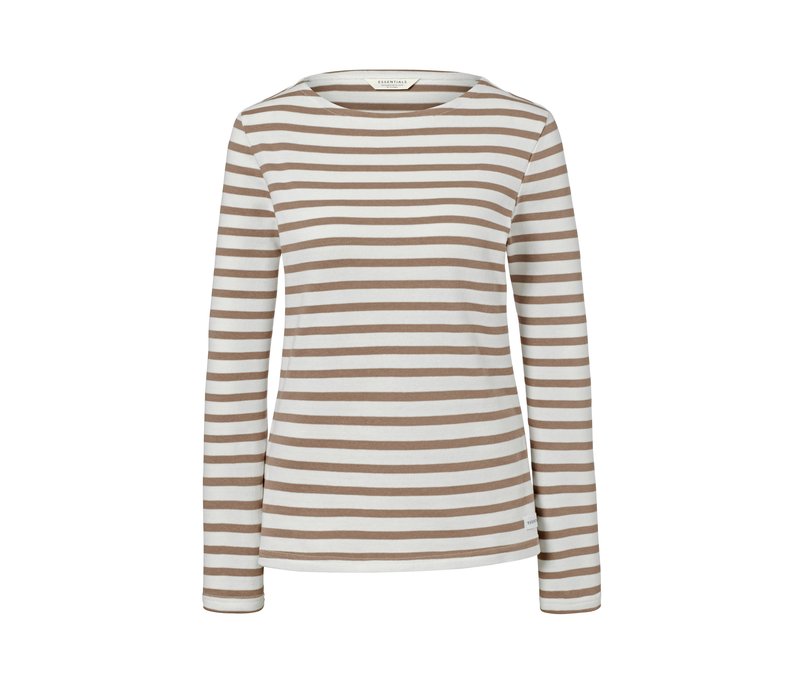 Tchibo - Langarmshirt aus Bio-Baumwolle - Damen - Gr. L - beige/gestreift