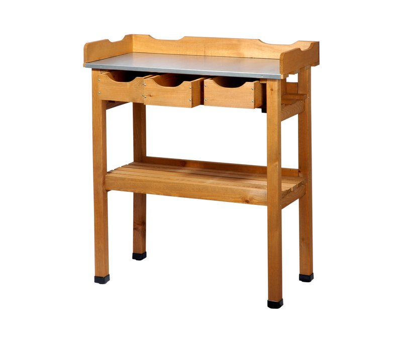 Tchibo - Pflanztisch mit Schubladen - 80x40x90cm - naturfarben - Holz / Metall