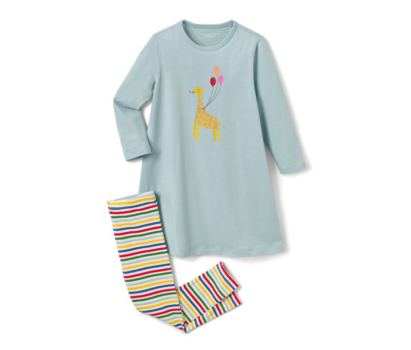 Tchibo - Kinder-Nachthemd mit Leggings - Mädchen - Gr. 110/116 - graublau/print