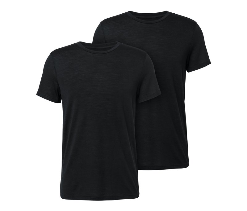 Tchibo - 2 T-Shirts mit Merinowolle - Herren - Gr. M - schwarz