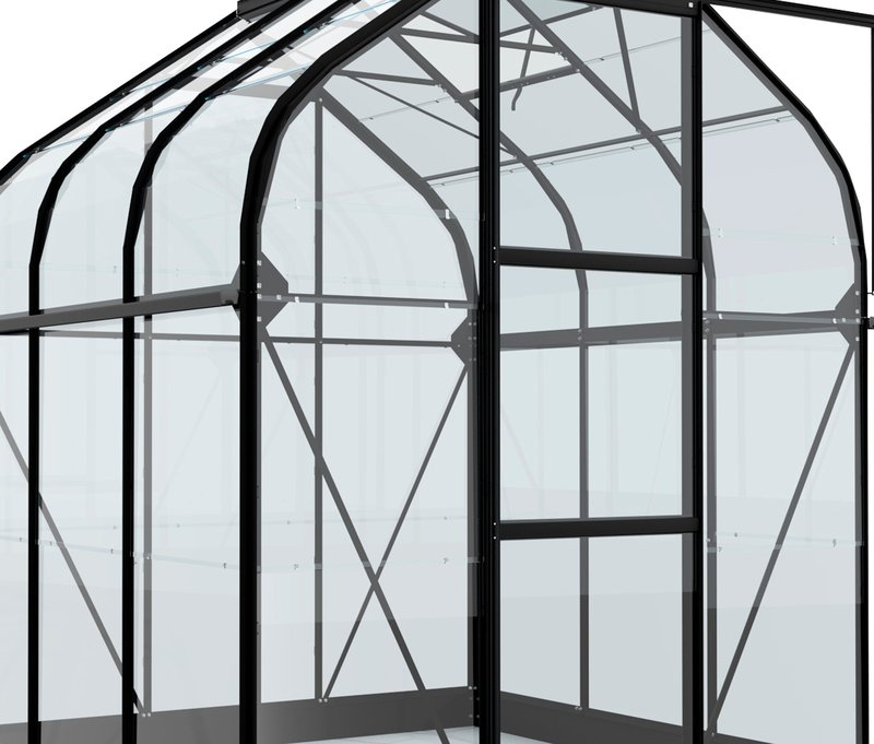 Vitavia Gewächshaus Orion ESG 3 - 202x195x231cm - schwarz - Aluminium / Glas / Polycarbonat
