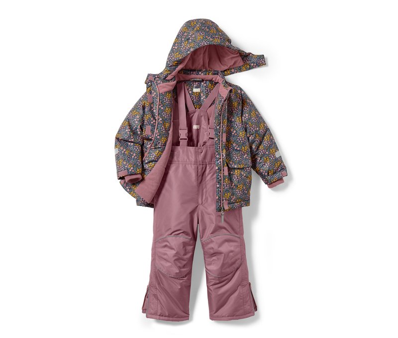 Tchibo - 2-teilige Schneekombi - Mädchen - Gr. 98/104 - blau/geblümt