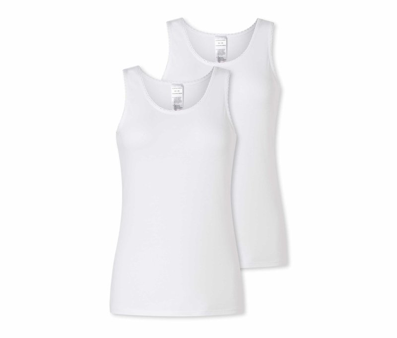 2 Schiesser Trägertops - Damen - Gr. 44 - weiß