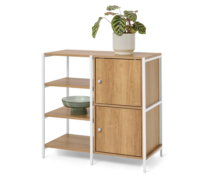 Tchibo - Kommode »Grade« mit offenen Fächern und 2 Türen - 80,3x40x76,8cm - silber - Holz / Stahl