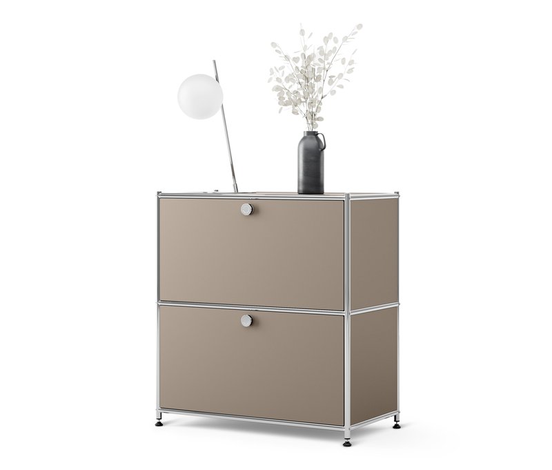 Tchibo - Sideboard Metall »Cn3« mit 2 Klappenfächern - 77x40x82,5cm - taupe - Stahl / Aluminium / Kunststoff