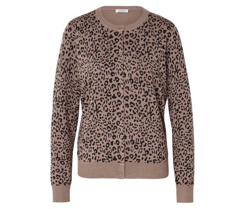 Tchibo - Bedruckter Feinstrick-Cardigan - Damen - Gr. M - hellbraun/print