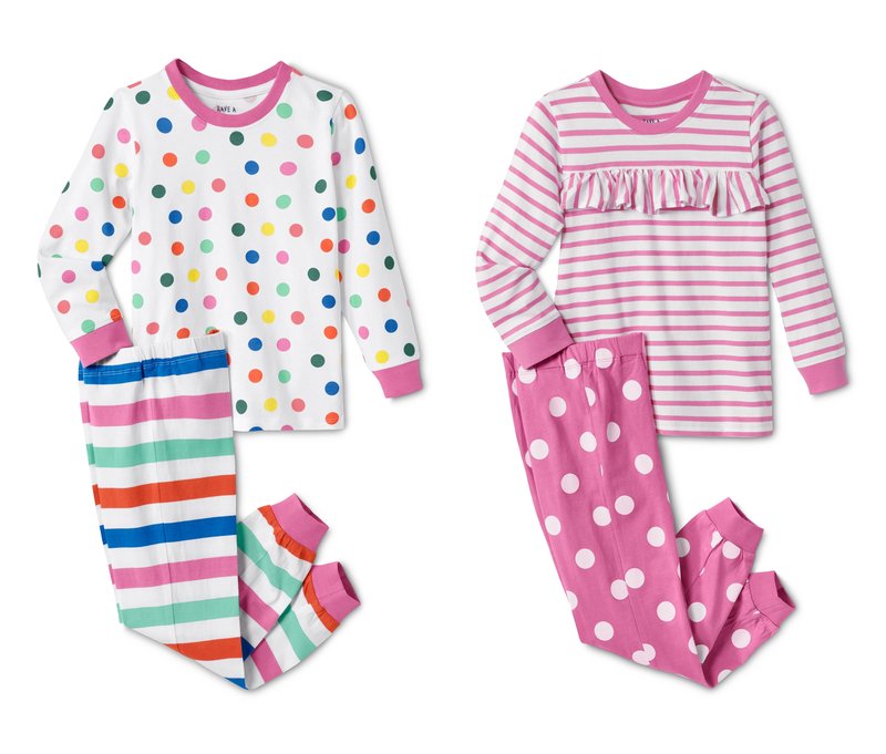 Tchibo - 2 Pyjamas - Mädchen - Gr. 98/104 - weiß/gepunktet