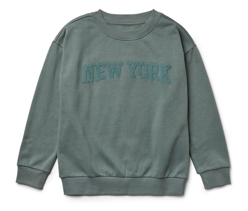 Tchibo - Kinder-Sweatshirt mit Frottee-Schriftzug - Unisex - Gr. 122/128 - grün
