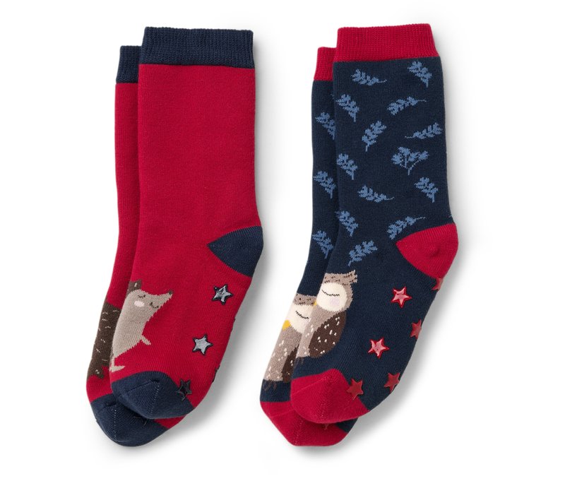Tchibo - 2 Paar Kinder-Antirutsch-Socken - Unisex - Gr. 35-38 - dunkelblau/jacquard
