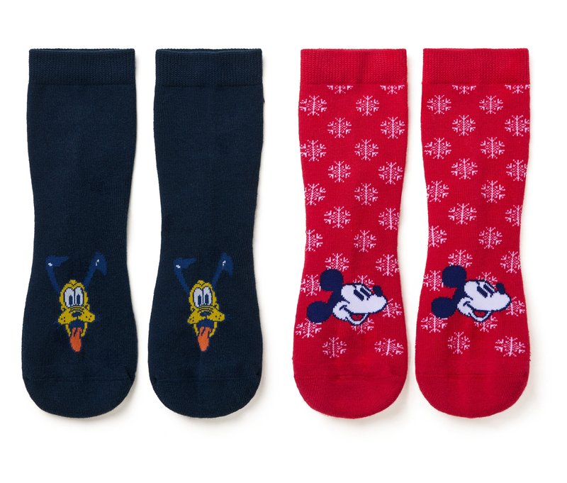 Tchibo - 2 Paar Kinder-Antirutsch-Socken »Mickey and Friends« - Unisex - Gr. 19-22 - dunkelblau/jacquard