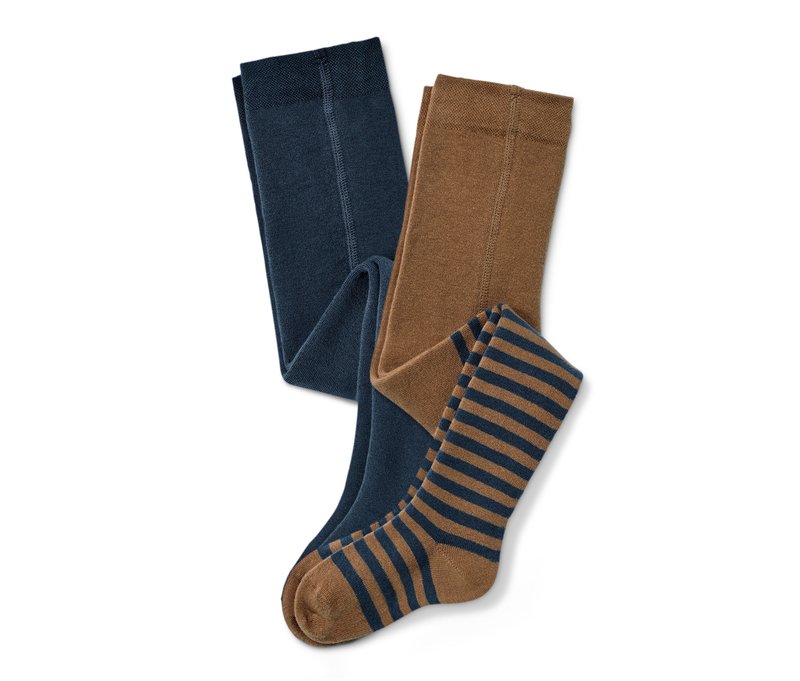 Tchibo - 2 Paar Thermo-Strumpfhosen - Unisex - Gr. 110/116 - blau/gestreift