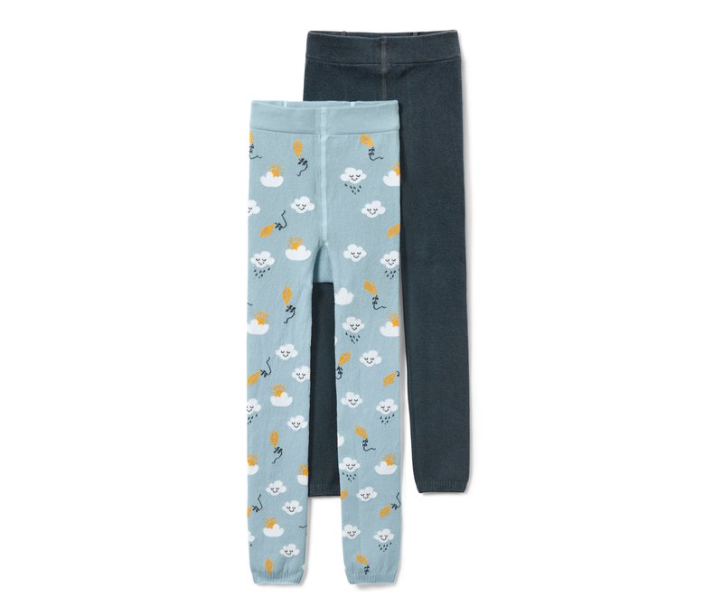 Tchibo - 2 Kleinkinder-Strickleggings - Unisex - Gr. 122/128 - hellblau/jacquard